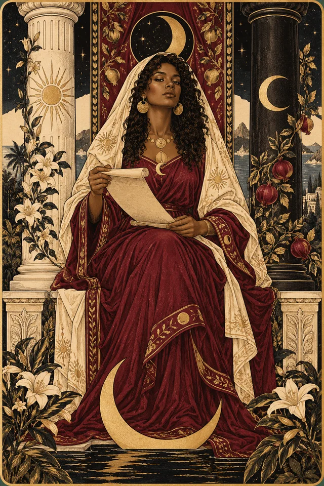 A Sacerdotisa, mulher negra brasileira entre pilares